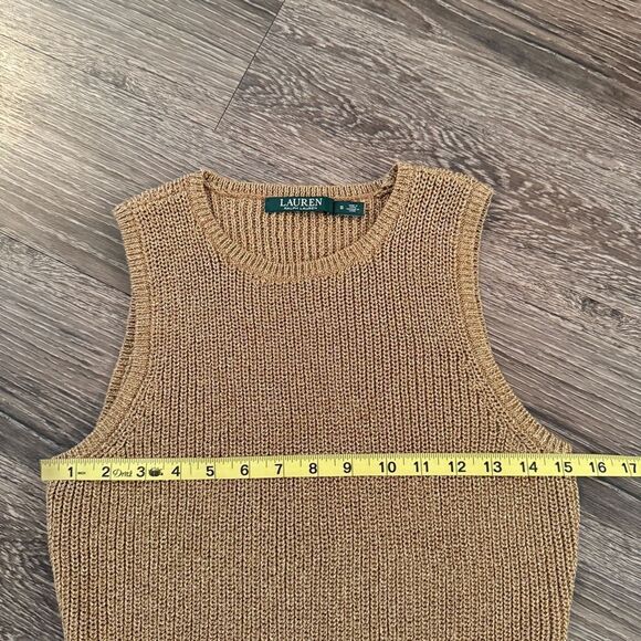 Lauren Ralph Lauren Gold Metallic Sleeveless Knit Tunic - Picture 3 of 6